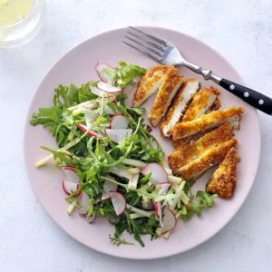 Crispy Chicken Cutlets with Arugula Salad