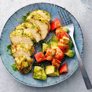 Cilantro Chicken with Avocado Salad