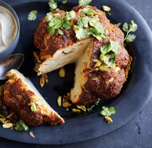 Whole Roasted Cauliflower with Tahini Sauce