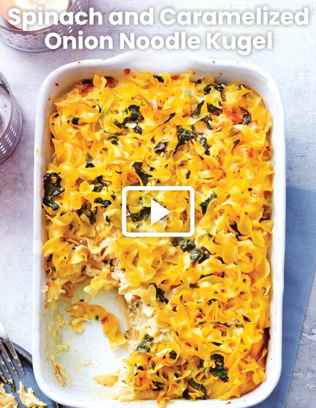 Spinach and Caramelized Onion Noodle Kugel Savory