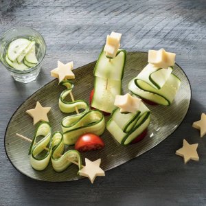 Cucumber and Cheese Christmas Trees