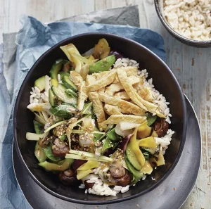 Vegetable Stir-Fry with Sesame, Cucumber, and Egg  