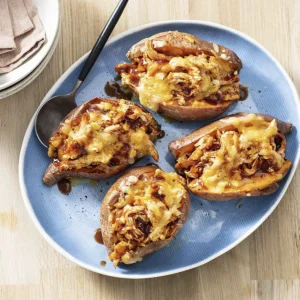 Air Fryer Barbecue Chicken Stuffed Sweet Potatoes 