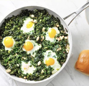 Garlicky Cannellini Beans with Wilted Kale and Eggs