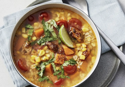 Southwestern Chicken Soup with Sweet Potatoes and Corn
