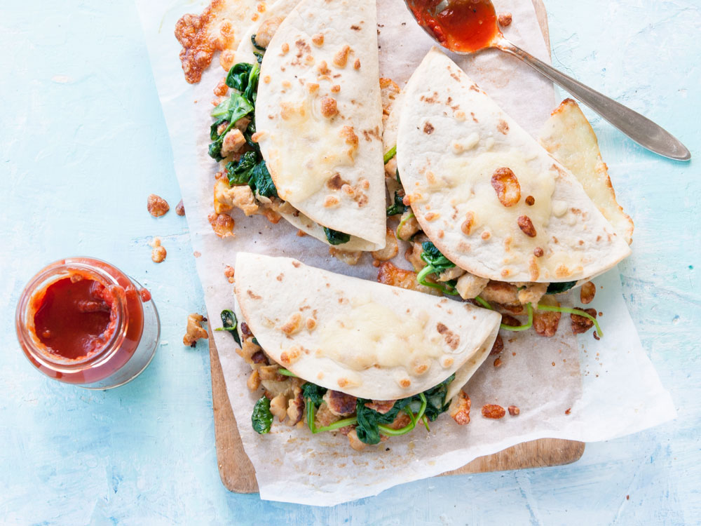 Sausage and Spinach Pizzadilla | Savory