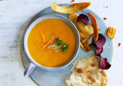 Carrot Soup with Naan Bread
