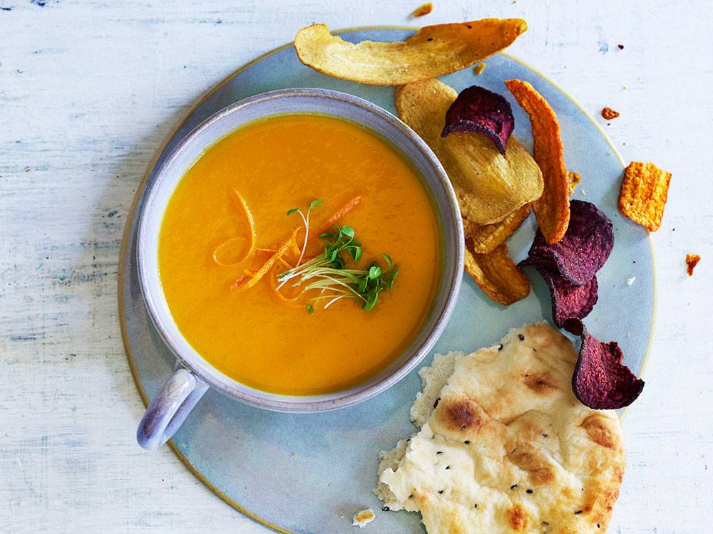 Carrot Soup with Naan Bread | Savory