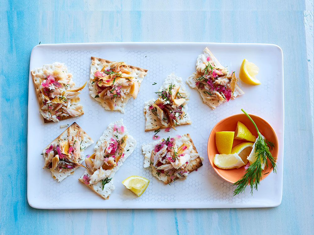 Smoked Trout on Matzo with Red Onion Relish | Savory