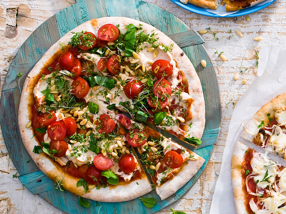Pizza with Hummus and Herbs | Savory