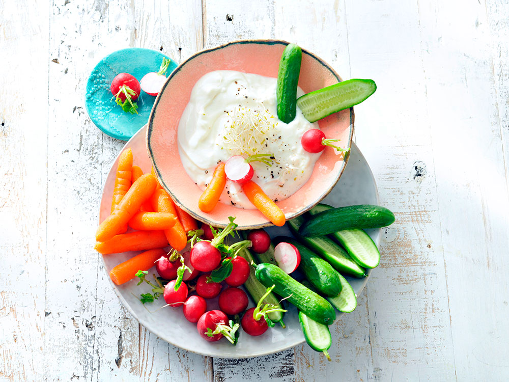 Goat cheese and Honey Dip with Spring Vegetables | Savory