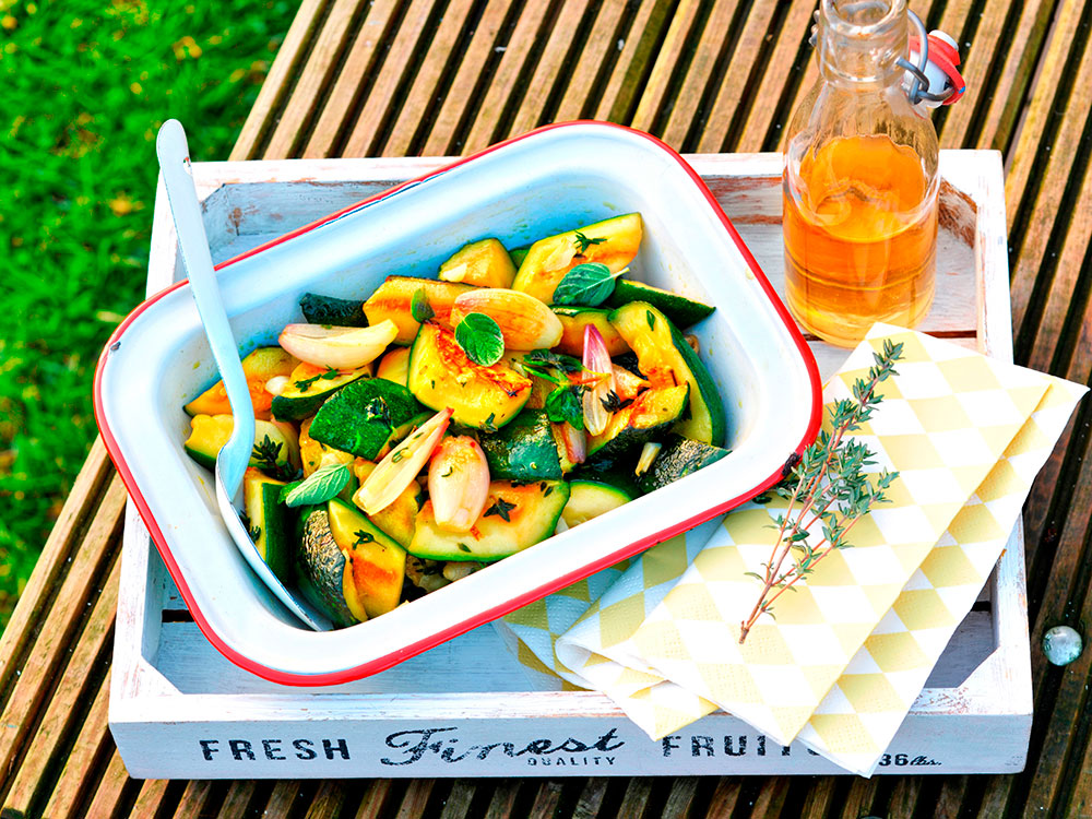 Roasted Zucchini and Shallot Salad with Fresh Herbs | Savory