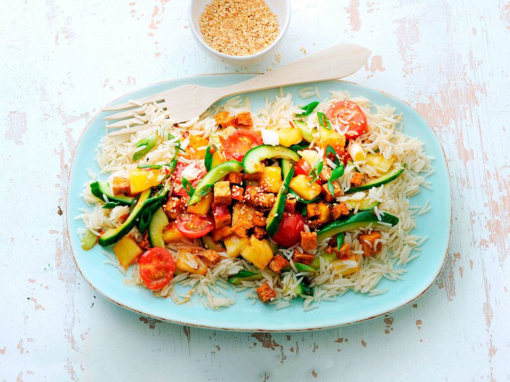 Thai Stir-Fry with Tofu, Pineapple, and Cucumber | Savory