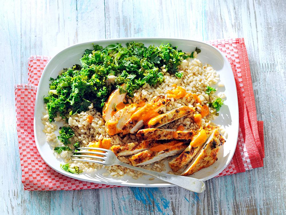 Peri-Peri Grilled Chicken with Kale and Brown Rice | Savory