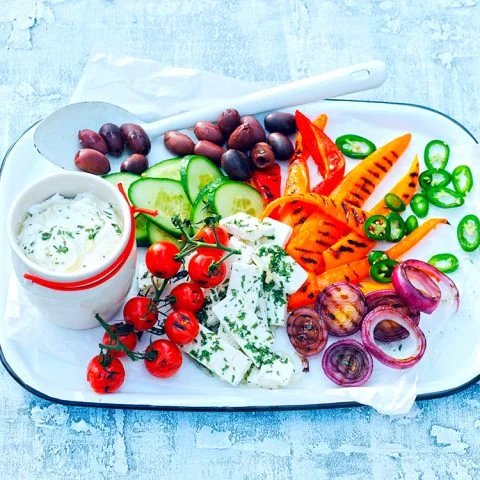 Grilled Veggie Platter with Greek Yogurt Dressing