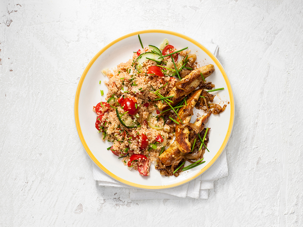 Tomato Couscous with Chicken and Cucumber | Savory