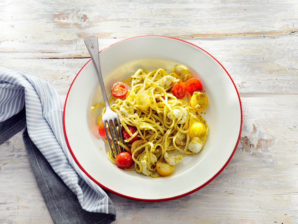 Linguine Caprese Salad with Pesto | Savory