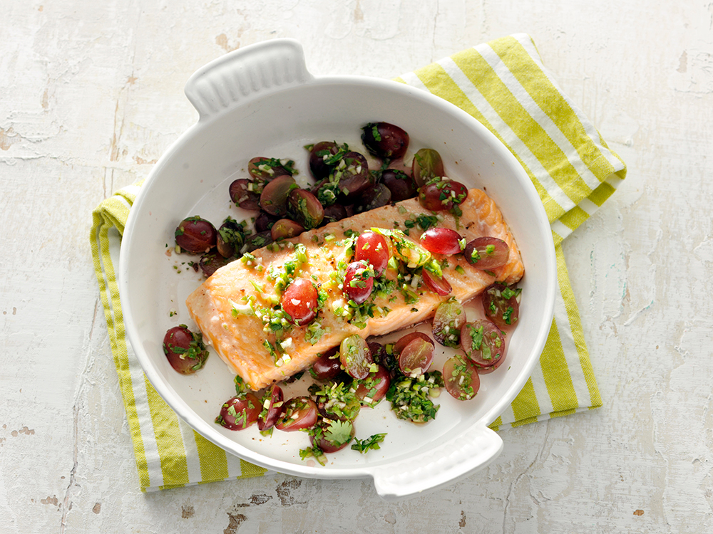 Slow Roasted Salmon with Grape Salsa | Savory