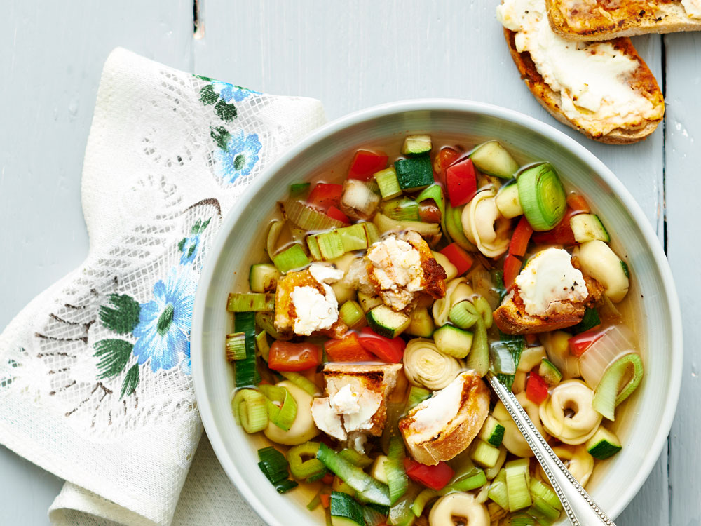 Tortellini Soup with Croutons | Savory