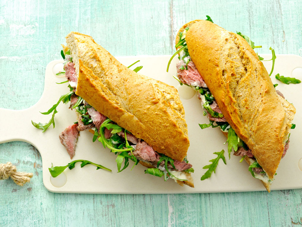 Warm Steak Sandwiches with Chimichurri and Arugula | Savory