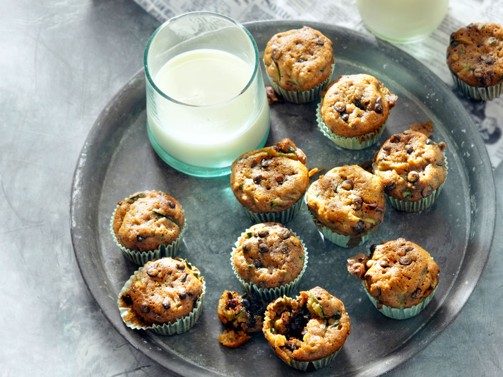 Zucchini-Chocolate Chip Mini Muffins | Savory