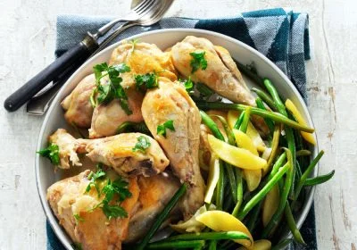 Chicken Legs and Thighs with Apple and Onion