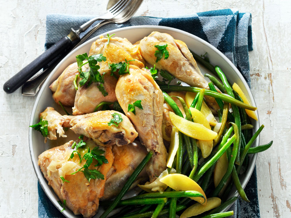 Chicken Legs and Thighs with Apple and Onion | Savory
