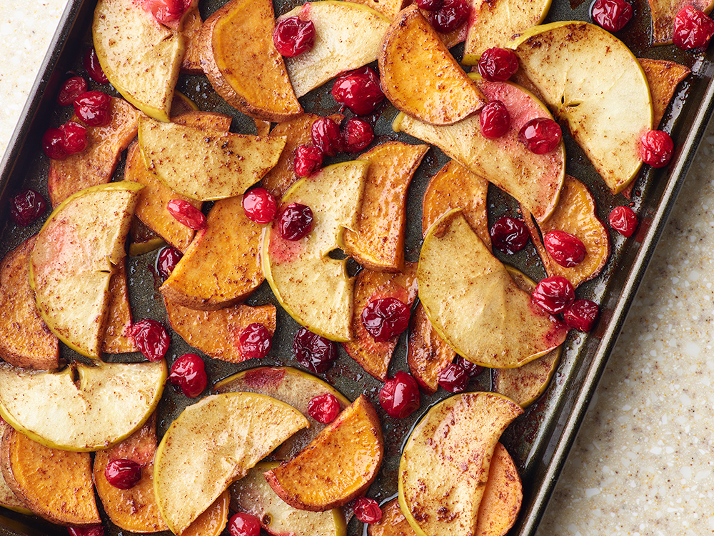 Savory Roasted Sweet Potato, Cranberry, and Apple Medley | Savory