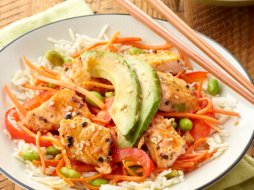 Salmon and Edamame Rice Bowl Savory