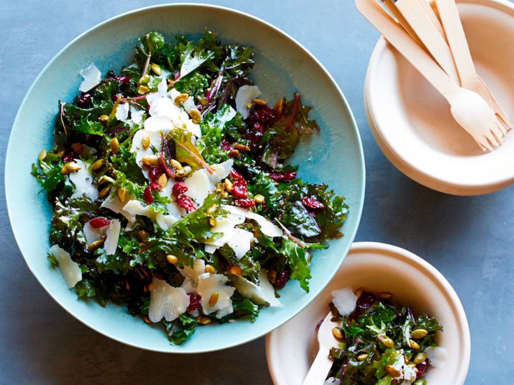 Kale Salad with Cranberries, Pepitas, and Parmesan | Savory