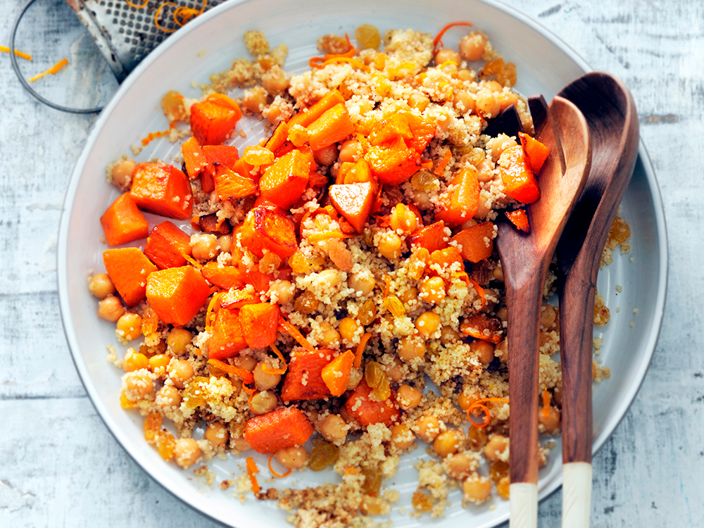 Couscous with Squash, Chickpeas, and Raisins Savory