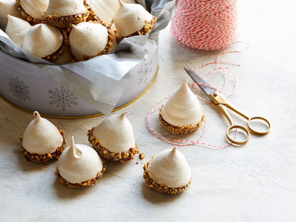 Gluten-Free Chocolate-Dipped Almond Meringue Droplets | Savory
