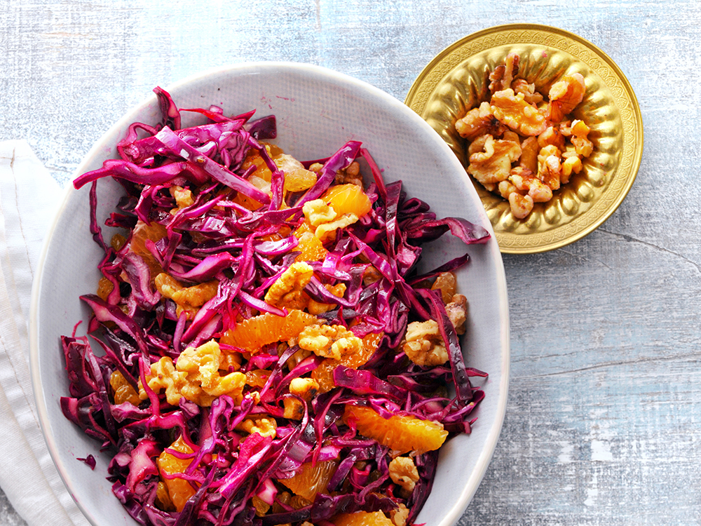 Red Cabbage, Walnut, and Orange Slaw | Savory