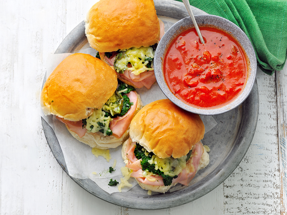 Cheesy Ham and Spinach Sandwiches | Savory