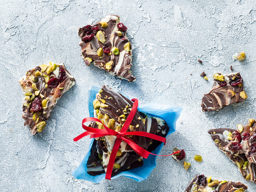 Chocolate Bark with Cranberries and Pistachios | Savory