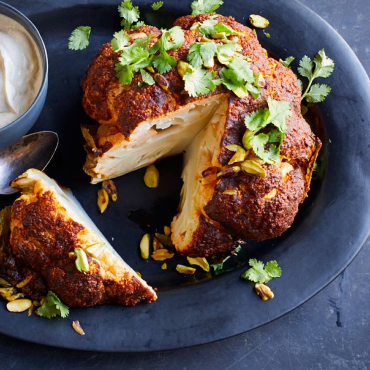 Whole Roasted Cauliflower with Tahini Sauce | Savory