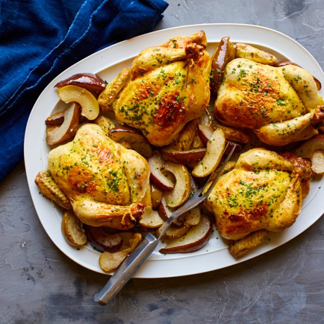 Cornish Game Hens with Roast Apples and Pears | Savory