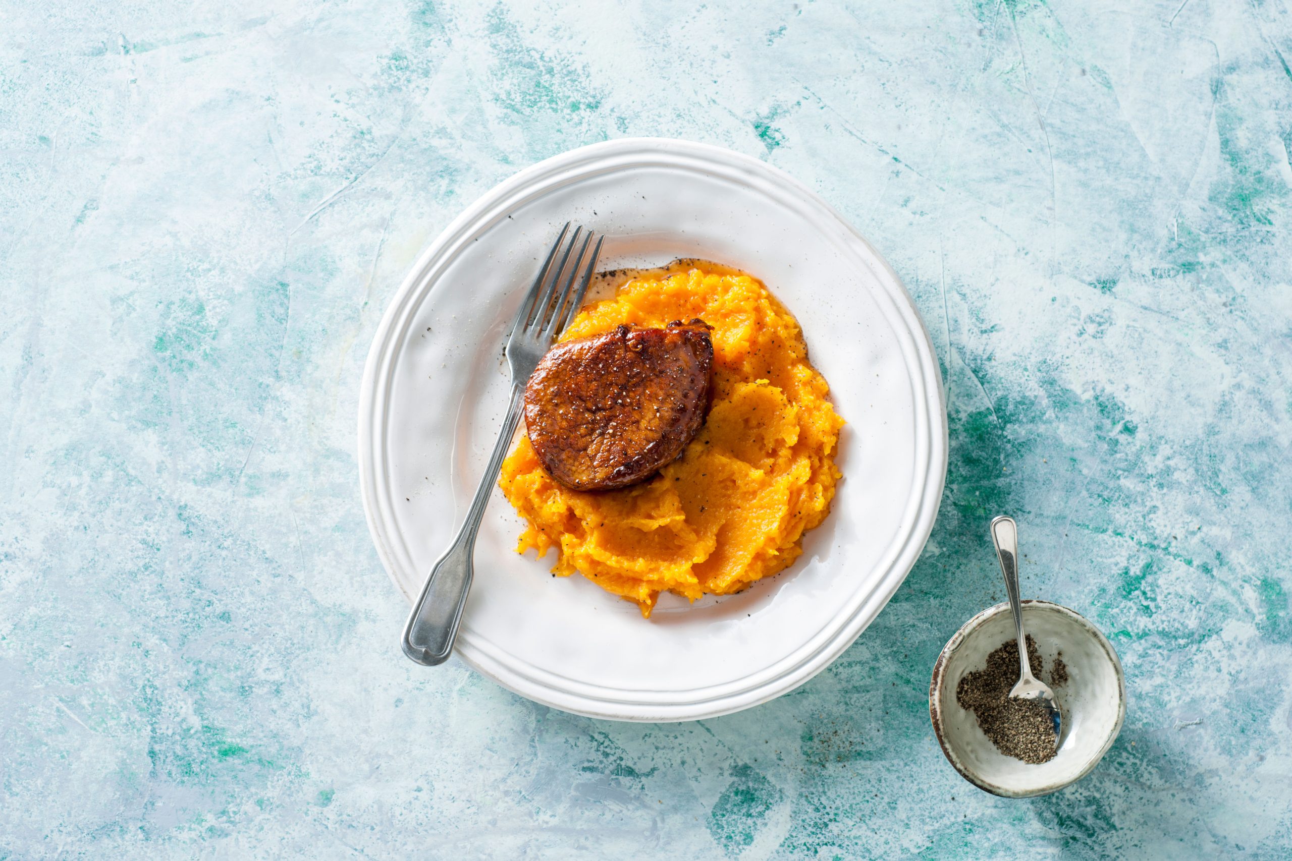 Glazed Pork Chops over Butternut Squash Mash | Savory