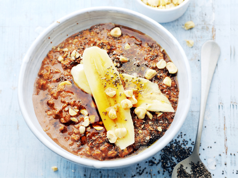 Chocolate-Chia Pudding with Banana and Hazelnuts | Savory