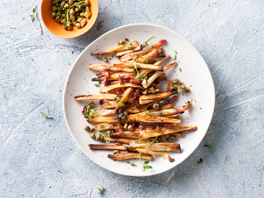 Roasted Parsnips with Pancetta and Capers | Savory
