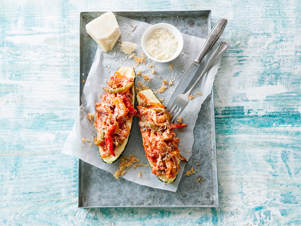 SausageStuffed Zucchini Boats Savory