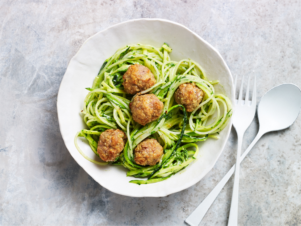 Turkey Meatballs with Arugula Pesto | Savory
