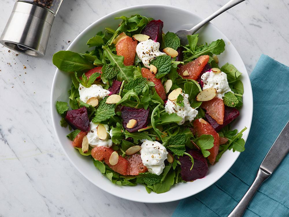 Beet and Grapefruit Salad with Almonds, Yogurt and Mint | Savory