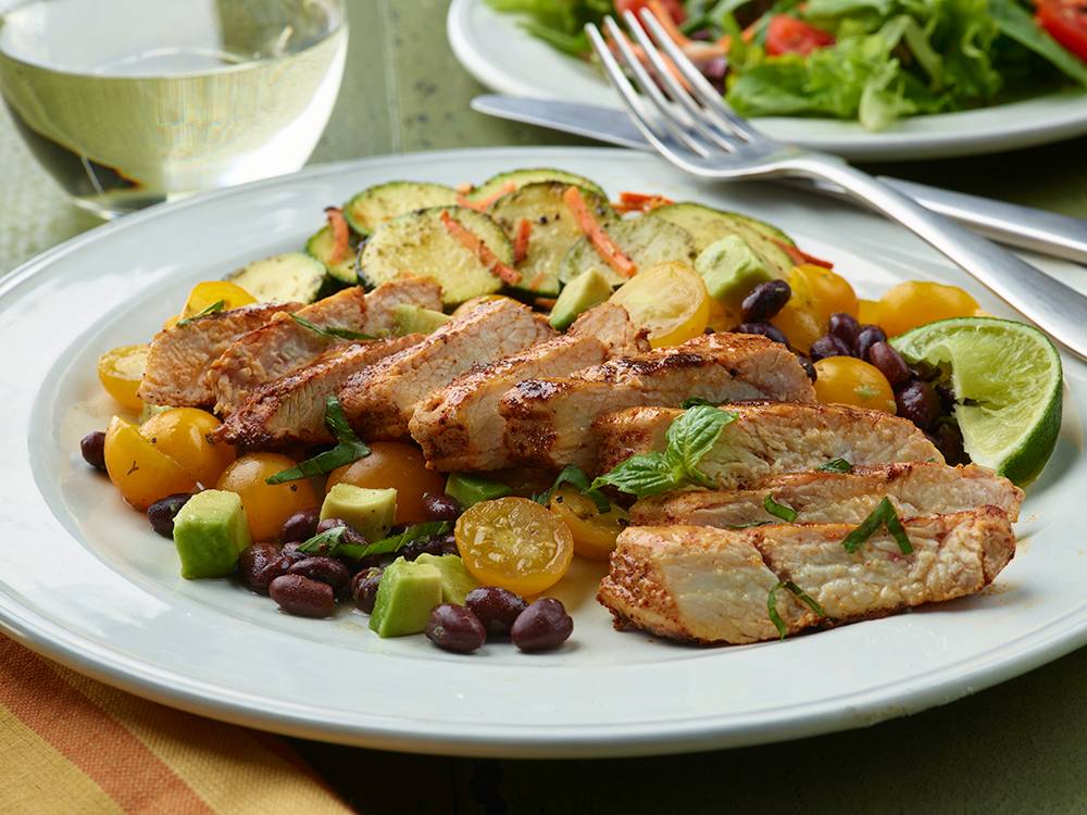Seared Turkey Tenderloin with Black Bean and Avocado Salad | Savory