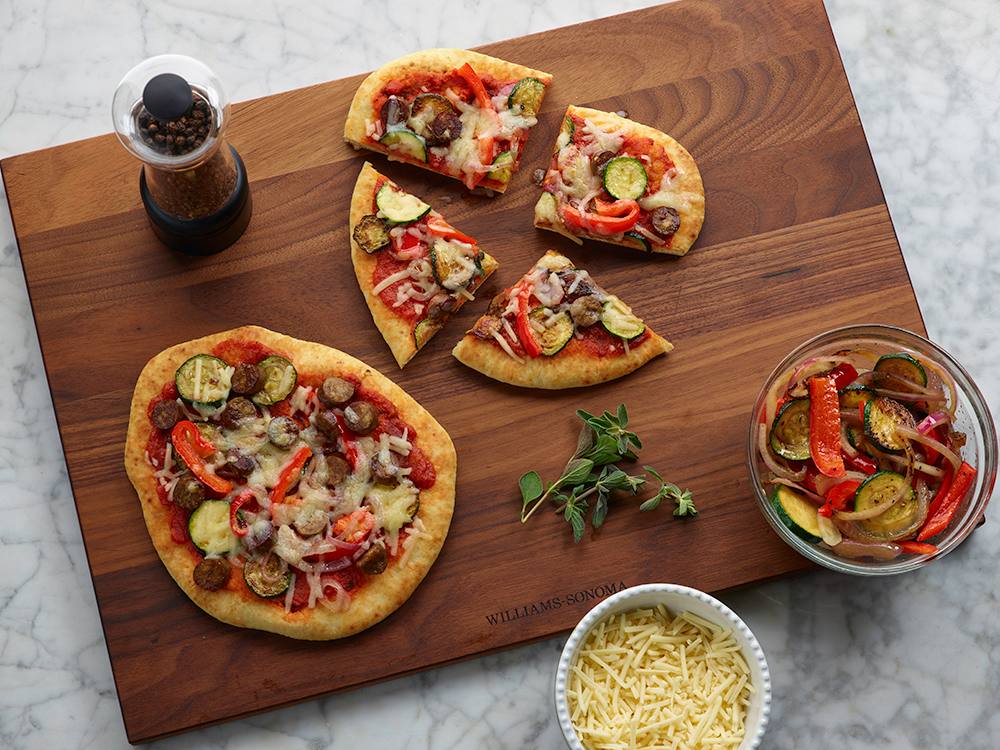 Veggie Sausage, Pepper, Onion and Zucchini Pizza | Savory