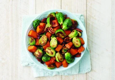Roasted Brussels Sprouts and Butternut Squash with Pecans