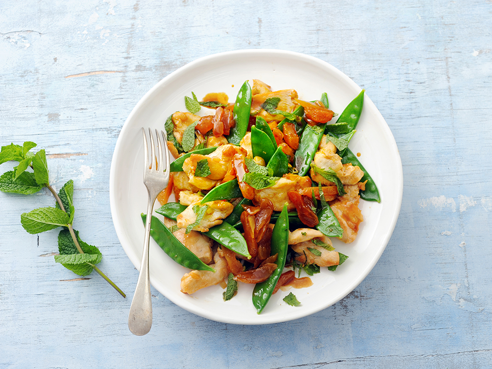 Apricot-Lemon Chicken and Snow Peas | Savory