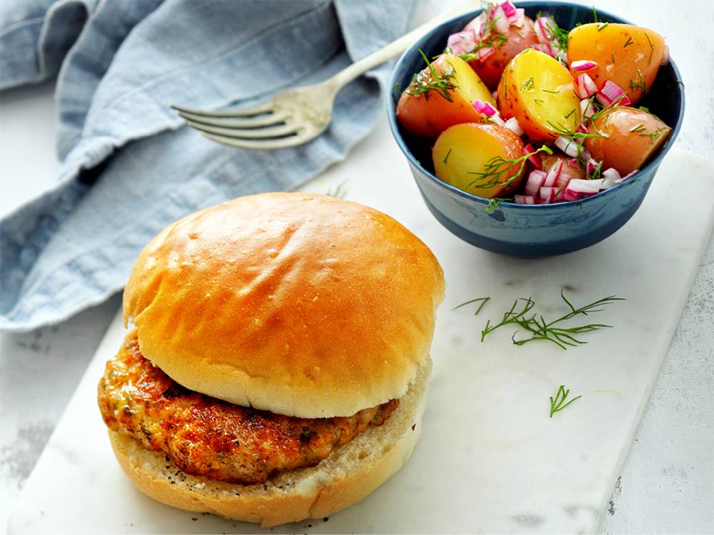 Italian Chicken Burgers with Warm Potato Salad | Savory