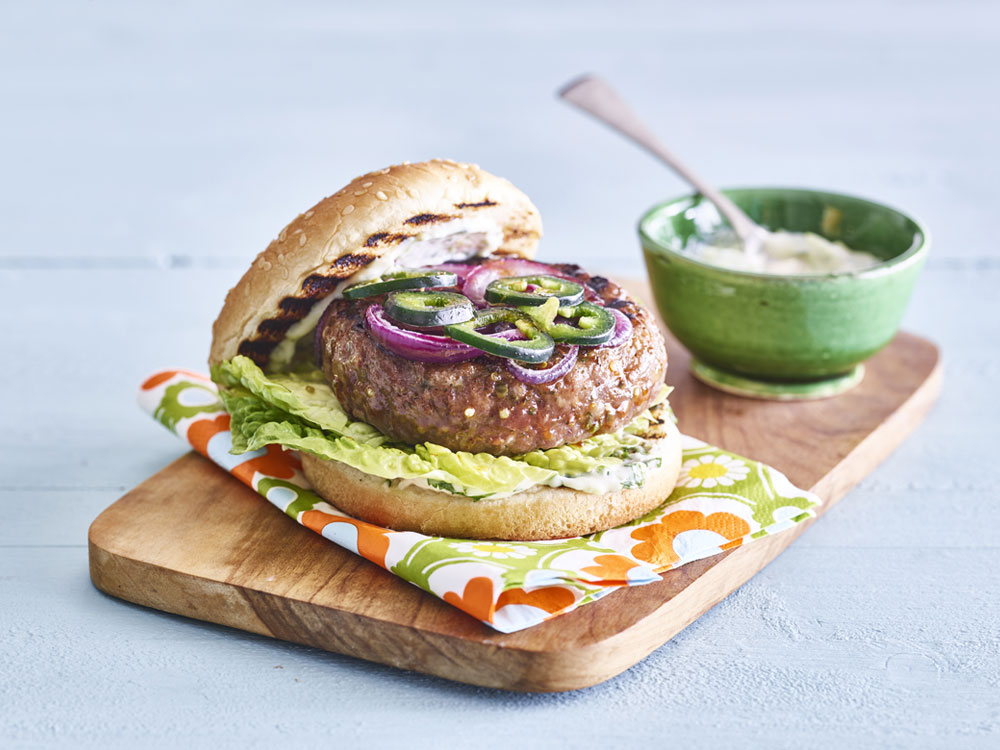 Spicy Burgers with Cilantro Mayo | Savory