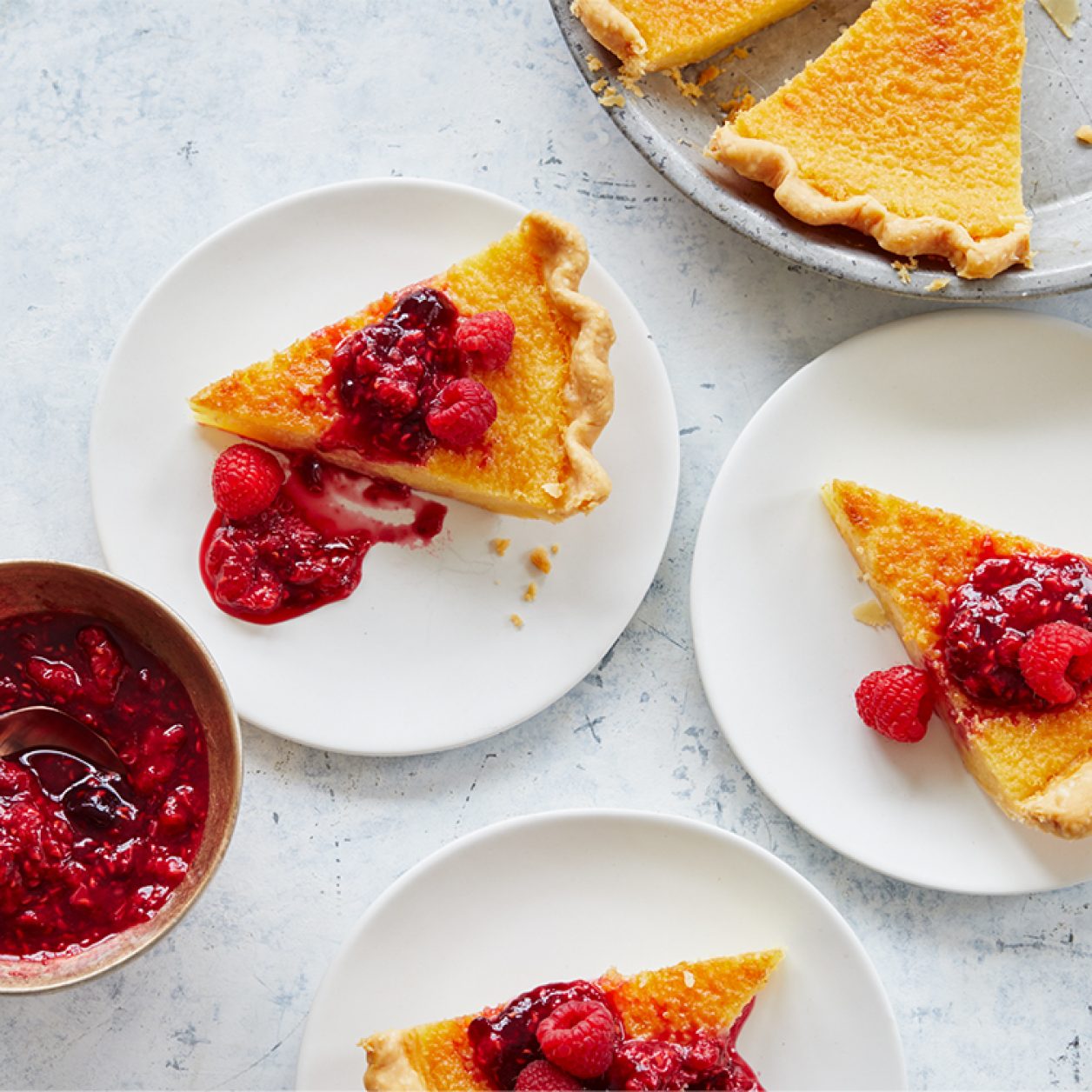 Buttermilk Pie with Raspberry Drizzle | Savory